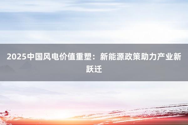 2025中国风电价值重塑：新能源政策助力产业新跃迁