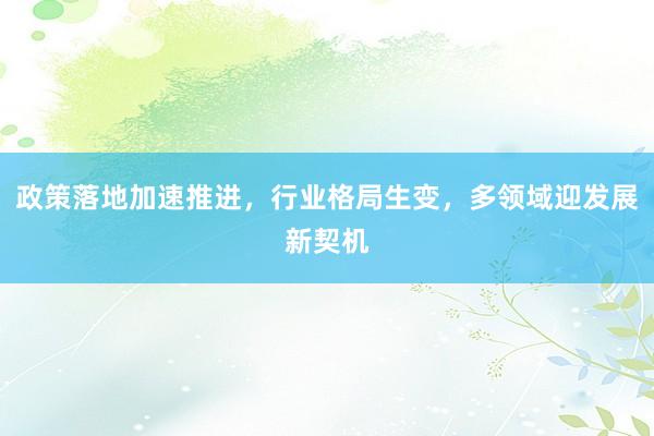 政策落地加速推进，行业格局生变，多领域迎发展新契机