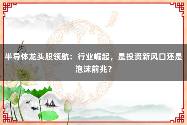 半导体龙头股领航：行业崛起，是投资新风口还是泡沫前兆？
