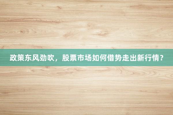 政策东风劲吹，股票市场如何借势走出新行情？