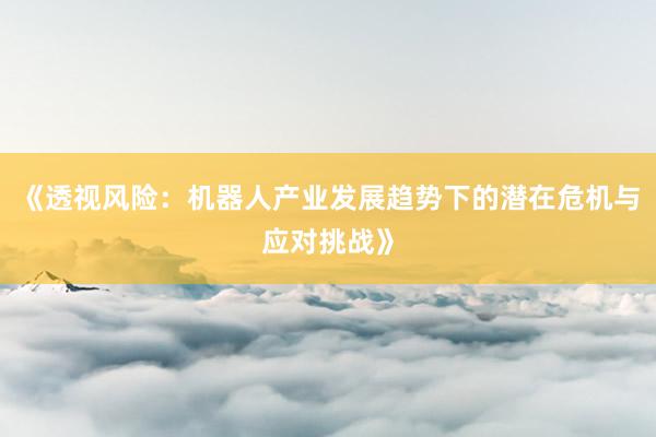 《透视风险：机器人产业发展趋势下的潜在危机与应对挑战》