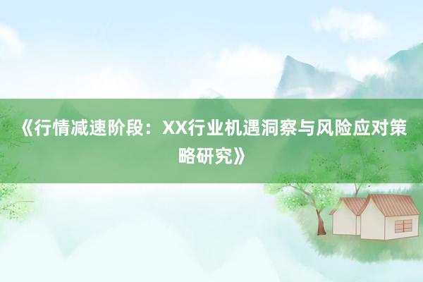 《行情减速阶段：XX行业机遇洞察与风险应对策略研究》