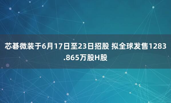 芯碁微装于6月17日至23日招股 拟全球发售1283.865万股H股