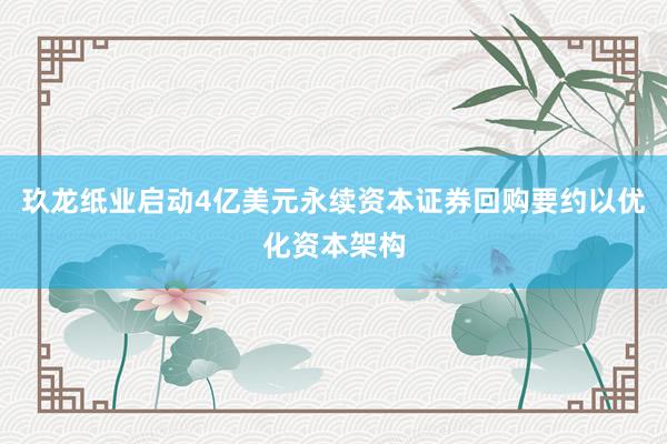 玖龙纸业启动4亿美元永续资本证券回购要约以优化资本架构