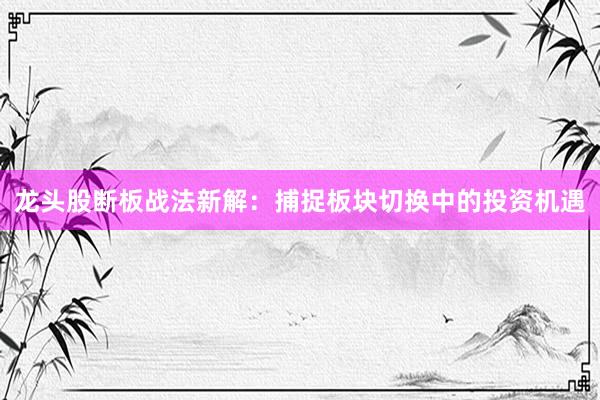 龙头股断板战法新解：捕捉板块切换中的投资机遇