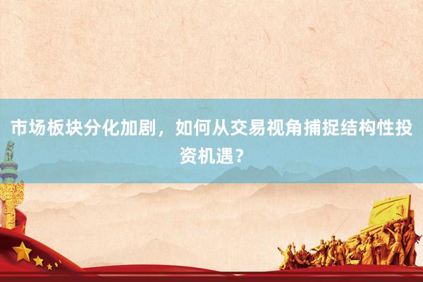 市场板块分化加剧，如何从交易视角捕捉结构性投资机遇？