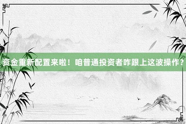 资金重新配置来啦！咱普通投资者咋跟上这波操作？