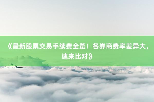 《最新股票交易手续费全览！各券商费率差异大，速来比对》