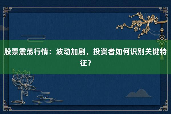 股票震荡行情：波动加剧，投资者如何识别关键特征？