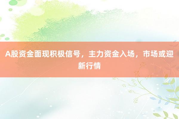 A股资金面现积极信号，主力资金入场，市场或迎新行情