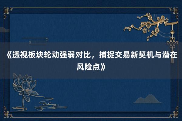《透视板块轮动强弱对比，捕捉交易新契机与潜在风险点》
