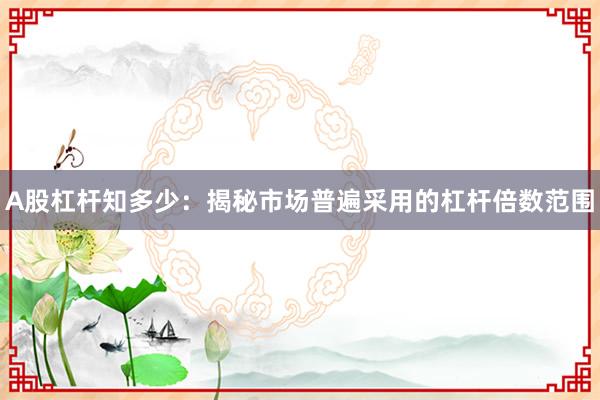 A股杠杆知多少：揭秘市场普遍采用的杠杆倍数范围