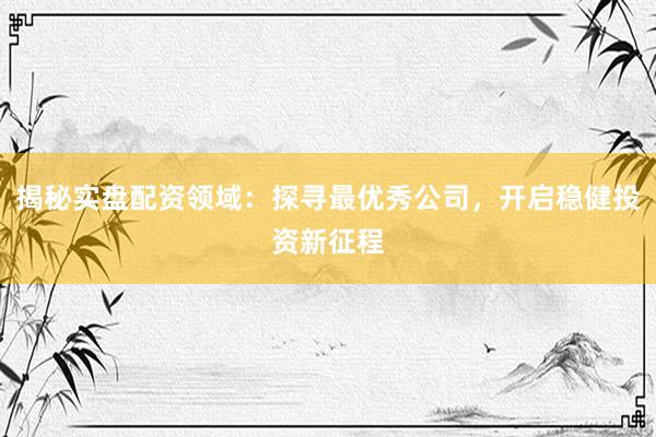 揭秘实盘配资领域：探寻最优秀公司，开启稳健投资新征程
