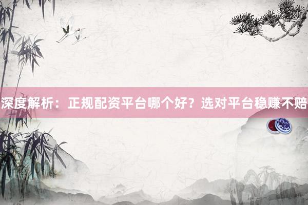 深度解析：正规配资平台哪个好？选对平台稳赚不赔