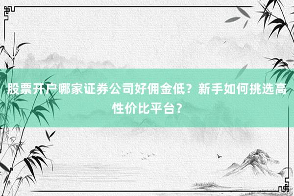 股票开户哪家证券公司好佣金低？新手如何挑选高性价比平台？