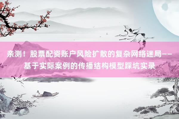 亲测！股票配资账户风险扩散的复杂网络迷局——基于实际案例的传播结构模型踩坑实录