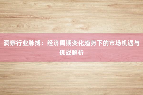 洞察行业脉搏：经济周期变化趋势下的市场机遇与挑战解析