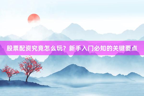 股票配资究竟怎么玩？新手入门必知的关键要点